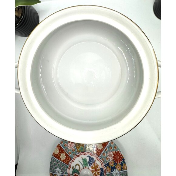 Vintage Japanese Arita Imari Porcelain Tureen With Lid & Handles - Picture 10 of 11